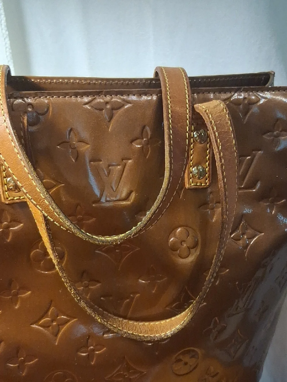 Louis Vuitton Brown Embossed Leather Tote Bag